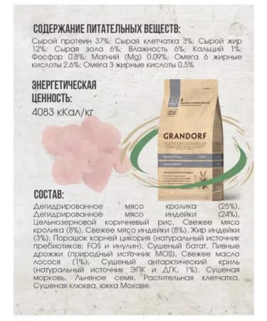 Grandorf food for sterilized cats with a rabbit 8 kg - Buy Online on GoSupps.com