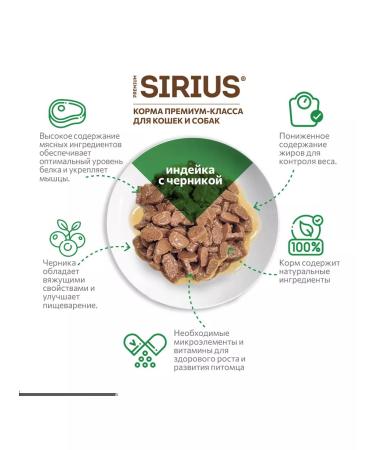 SIRIUS Wet feed for cats with feelings. food. Turkey 85g x 24 - Buy Online on GoSupps.com