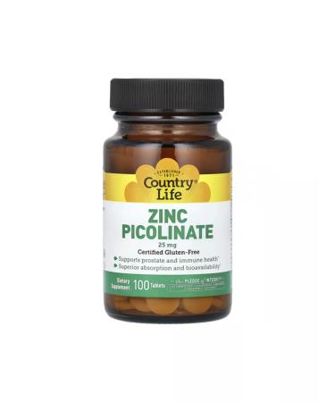 Country Life zinc 25 mg 100 tablets