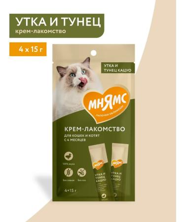 Mnyams Cream-stall for cats with a duck-on-tuncatsuo 15g x 4pcs