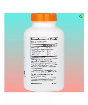 Doctor's Best Biocell Collagen hyaluronic acid and chondroitin sulfate - Buy Online on GoSupps.com