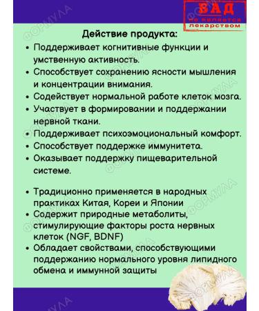 Evalar Cluscular hedgehog for improving the brain of 60kaps*1UP - Buy Online on GoSupps.com