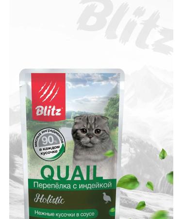 BLITZ Wet feed Holistic for cats quail turkey 85 g 10 pcs - Buy Online on GoSupps.com