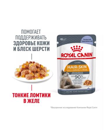 ROYAL CANIN Wet feed Hair & Skin Care for cats in jelly 85 g 5 pcs - Buy Online on GoSupps.com