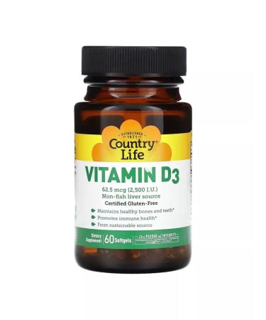 Country Life Vitamin D3 62.5 g 2500 IU 60 pieces
