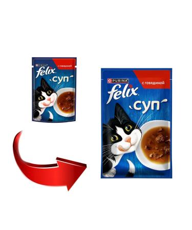 FELIX Feed Wet soup for cats beef sauce 48 g 4 pcs - Buy Online on GoSupps.com