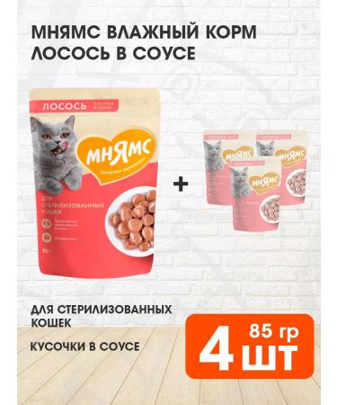 Mnyams Wet food for sterilized cats salmon 85 g 4 pcs