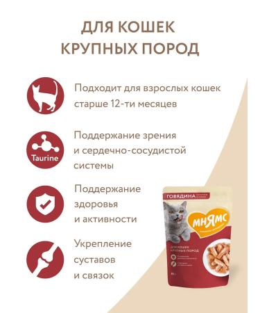 Mnyams Wet food for cats of large beef 85 g 8 pcs - Buy Online on GoSupps.com