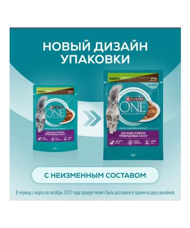 PURINA ONE Feed for cats wet with a pierced turkey duck 75 g 5 pcs - Buy Online on GoSupps.com