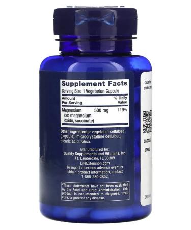 Life extension Magnesium 500 mg 100 capsules - Buy Online on GoSupps.com