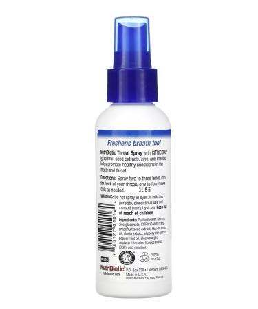 NutriBiotic - Throat Spray with GSE ZINC & MENTHOL - Buy Online on GoSupps.com