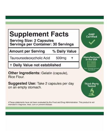 Double Wood Supplements Taurursodexicoic acid TUDCA 500 mg 60 capsules - Buy Online on GoSupps.com