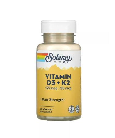 Solaray Vitamin D3 and K2 Vitamin D3 + K2 60 capsules