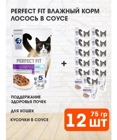 PERFECT FIT Feed moist health of the kidneys of cats salmon in sauce 75 g 12 pcs