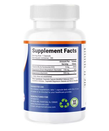 VitaMatic Magnesium glycinate 500 mg 180 capsules - Buy Online on GoSupps.com