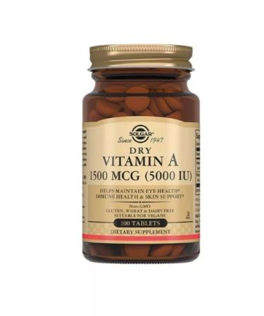 Solgar Inc Dry Vitamin A 1500Mkg (5000MO) 100 table 370MG-1UP