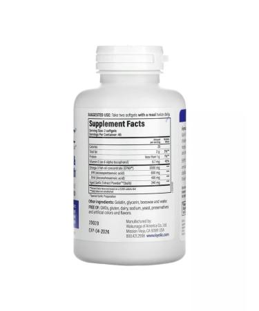 Kyolic Garlic extract and omega-3 90 capsules - Buy Online on GoSupps.com