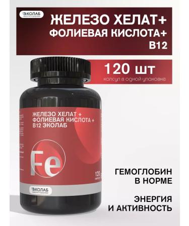 ecolab Iron HEALAT + Folic acid + B12 120 capsules