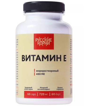Russian roots Vitamin E 60 Capsules 400 IU Vitamins for Hair Antioxidant - Buy Online on GoSupps.com