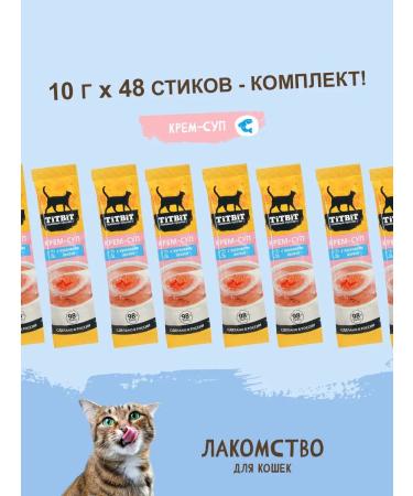 Titbit A set of treats for cats cream-soup with salmon 10g x 48pcs