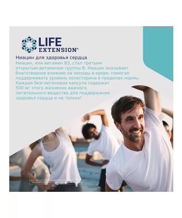 Life extension Vitamin B3 niacin 500 mg 100 caps - Buy Online on GoSupps.com