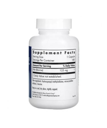 Allergy Research Group Ox bile bull bile 125 mg 180 plant capsules - Buy Online on GoSupps.com