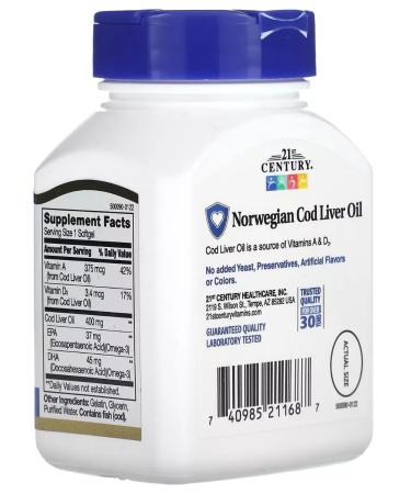 21st Century Norwegian fish oil including omega-3 dgk and vitamin D - Buy Online on GoSupps.com