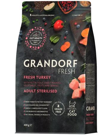 Grandorf Dry Fresh feed of sterilized cats turkey battles 0.4 kg - Buy Online on GoSupps.com