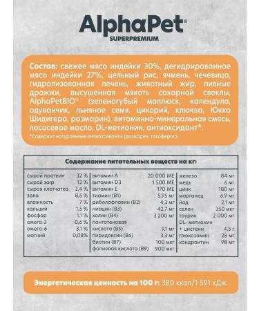 AlphaPet Monoprotein dry. Dukes from a turkey 1.5 kg - Buy Online on GoSupps.com