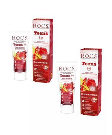 ROCS Teens toothpaste with the taste of cola and lemon 74 g 2pcs