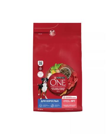 PURINA ONE For adult dogs beef with rice 3.8 kg - Buy Online on GoSupps.com