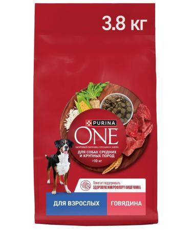PURINA ONE For adult dogs beef with rice 3.8 kg - Buy Online on GoSupps.com
