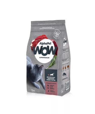 AlphaPet WOW Dry Feed for Pymark Cats - Beef and liver 1.5 kg - Buy Online on GoSupps.com