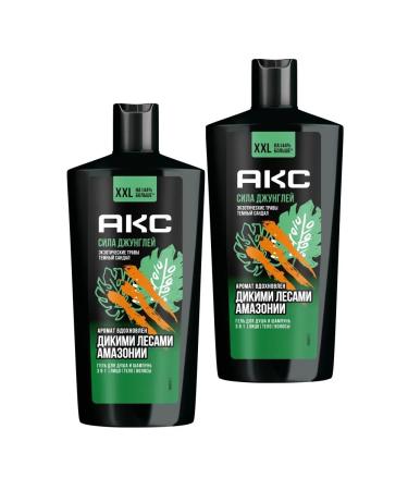 AKC Shower gel and shampoo 3v1 Power of male jungle 610ml 2pcs
