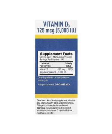 Superior Source Vitamin D3 125 g (5000 IU) Microlingual - Buy Online on GoSupps.com