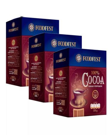 FOODFEST Cocoa Power Cocoa 100% high-quality 100g 3pcs - Buy Online on GoSupps.com