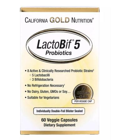California Gold Nutrition Lactobif5 digestive probiotics 60 vegkapsul - Buy Online on GoSupps.com