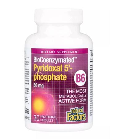 Natural Factors Fermented vitamin B-6 pyridoxal-5-phosphate 30 pcs - Buy Online on GoSupps.com