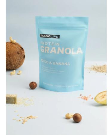 RAWLIFE Granola protein without sugar coconut-bandan 3 pcs x 220gr - Buy Online on GoSupps.com