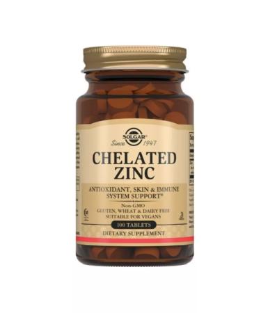 Solgar Inc Helat zinc 100 tables 630mg-1u