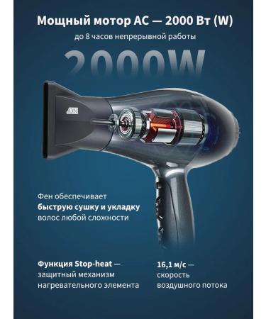 Dewal Professional hairdryer with ionization Midnight 03-107 Grey - Buy Online on GoSupps.com