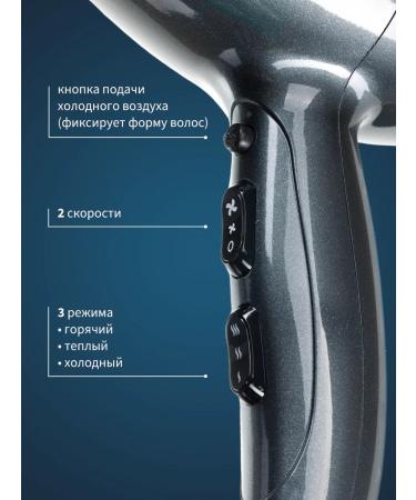 Dewal Professional hairdryer with ionization Midnight 03-107 Grey - Buy Online on GoSupps.com