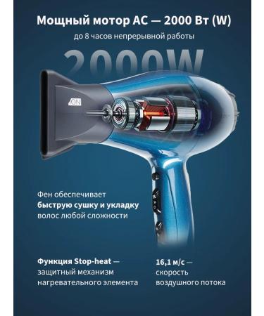 Dewal Professional hairdryer with ionization Midnight 03-107 Moray - Buy Online on GoSupps.com