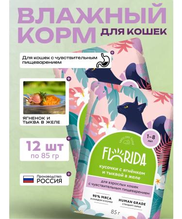 FLORIDA Wet feed of adult cats with lamb in jelly 85g-12pcs