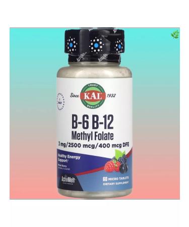 KAL Vitamins B6 B12 and methylflat 60 micro -tacks