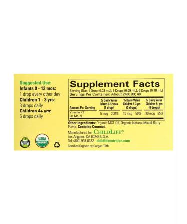 ChildLife Essentials Vitamin K2 for children Childlife Vitamin K2 Drops taste of berries - Buy Online on GoSupps.com
