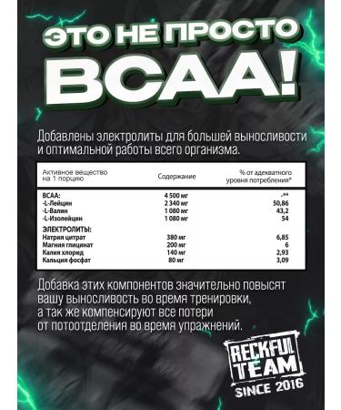 Reckful BCAA 2-1-1 amino acids in powder with electrolytes - Buy Online on GoSupps.com