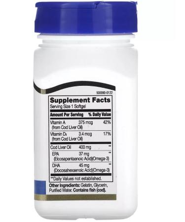 Carlson Labs 21st Century Norwegian Cod Liver Oil Softgels 110 capsules - Buy Online on GoSupps.com