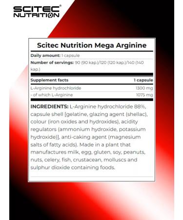 Scitec Nutrition Mega Arginine Arginine capsules AAKG amino acid 90pcs - Buy Online on GoSupps.com