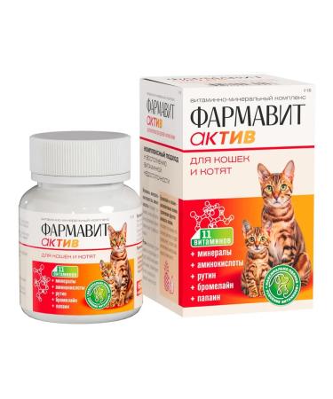 Farmavit Vitamins Active for cats and kittens 60 tab - Buy Online on GoSupps.com